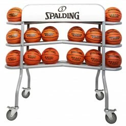 Spalding 18-Ball Capacity Steel Official On-Court Ball Truck With Angled Rails Basketball Equipment